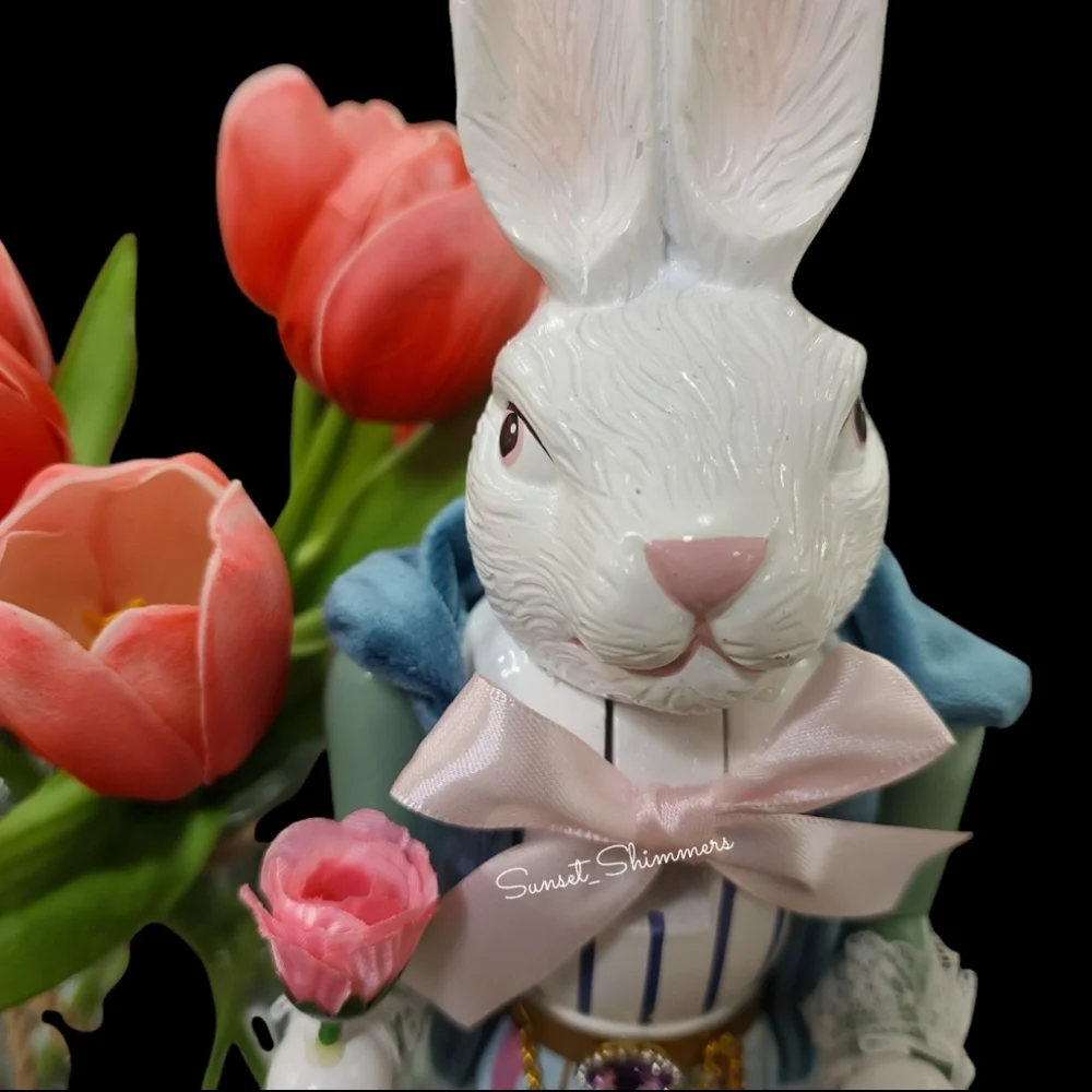 Jeweled Victorian Gentleman Easter Bunny Nutcracker Bow Tie Clock Pocket Watch